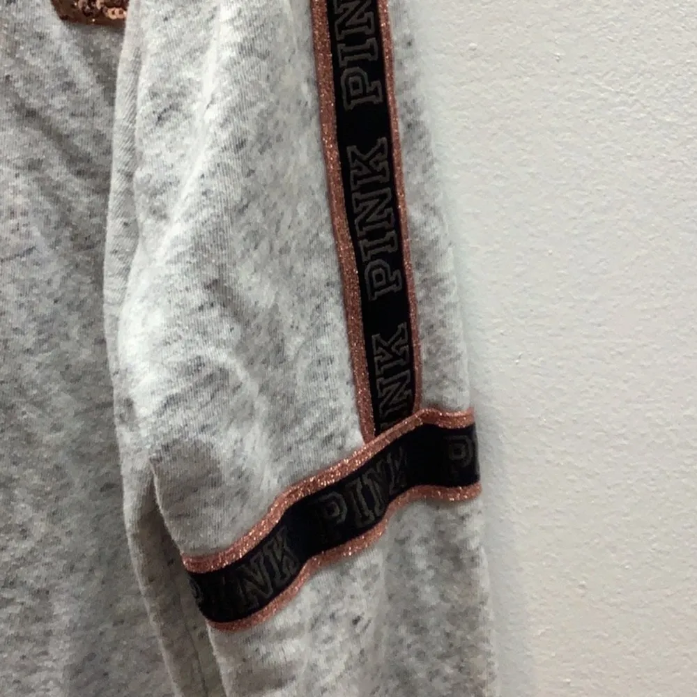 Victoria’s Secret PINK Rose Gold Sequence Size Large Hooded Sweater. Preloved - Image 6