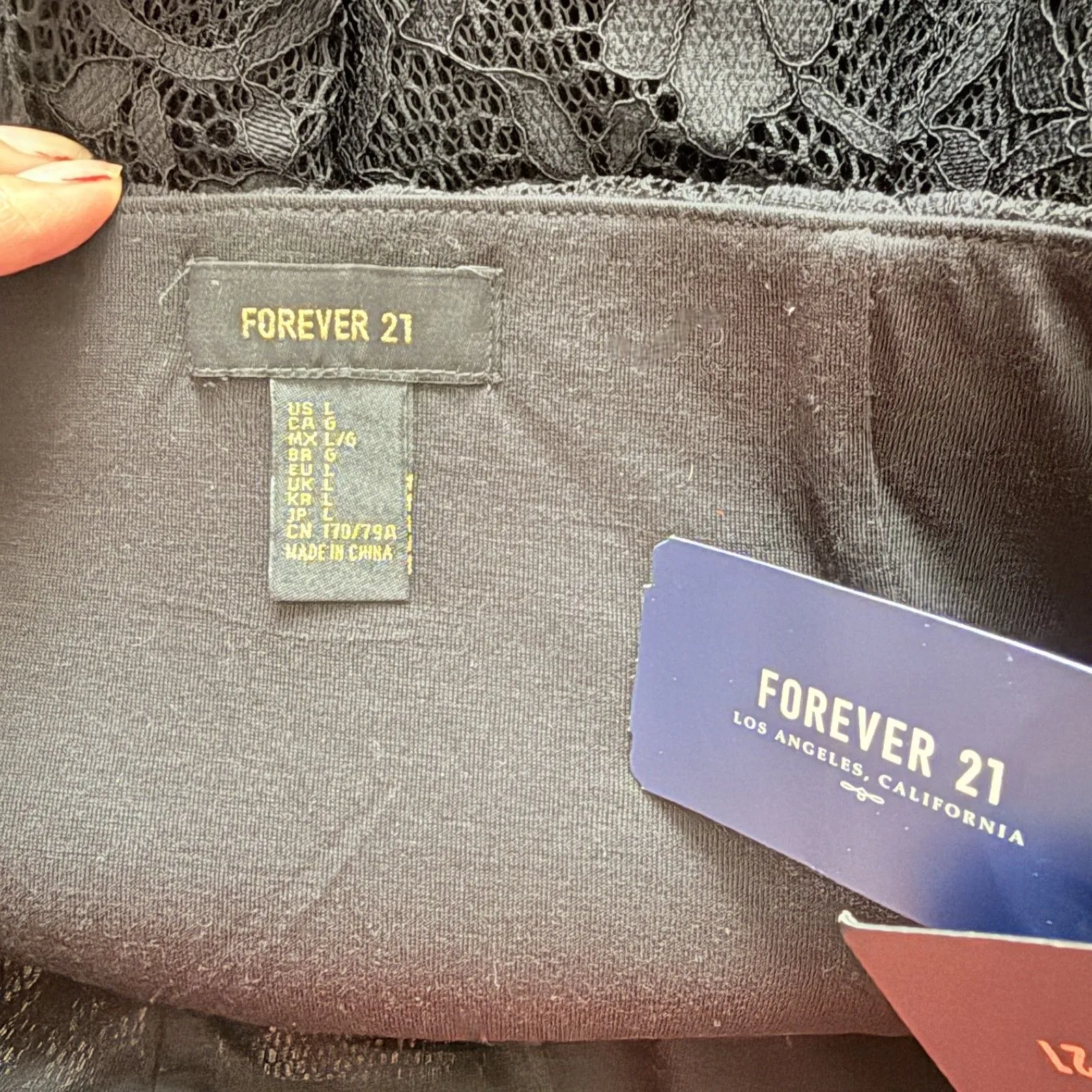 NWT VTG Y2K Forever 21 Black Lace A Line Elastic Waist Mini Skirt Grunge Flirt L - Image 3