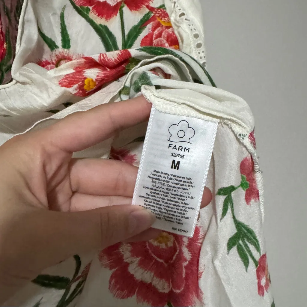 Farm Rio Off-White Ainika Delicate Blouse Embroidered Women’s Size M Eyelet - Image 8