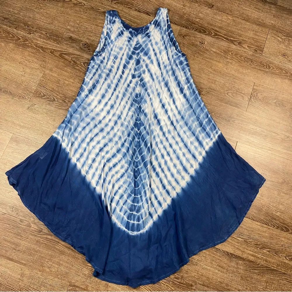 Exist Gauze Dress Free Size Tie Dye Boho Hippie Sundress Beach Cover Up Rayon - Image 8