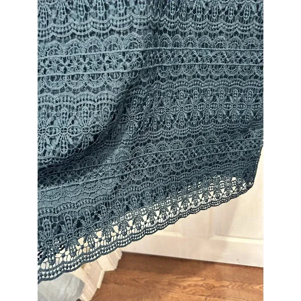 Loft Jewel Tone Green‎ Lace Overlay Sheath Dress Size 8 - Image 3