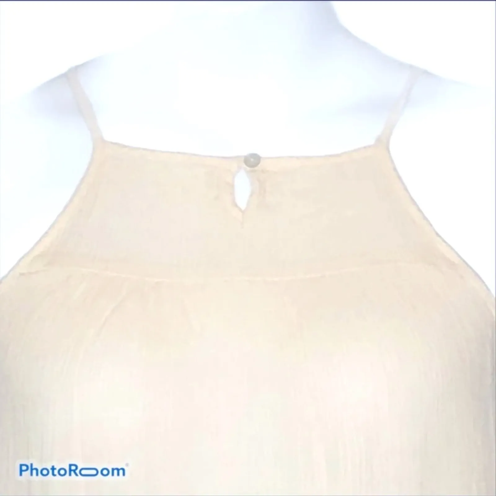 Chloe & Katie Crinkle Embroidered Halter Tank XS Summer Top White - Image 3