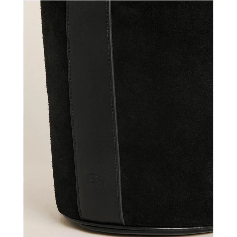 Reformation Medium Ornellia Bucket Bag Black Suede Contemporary Chic Office Work - Image 5