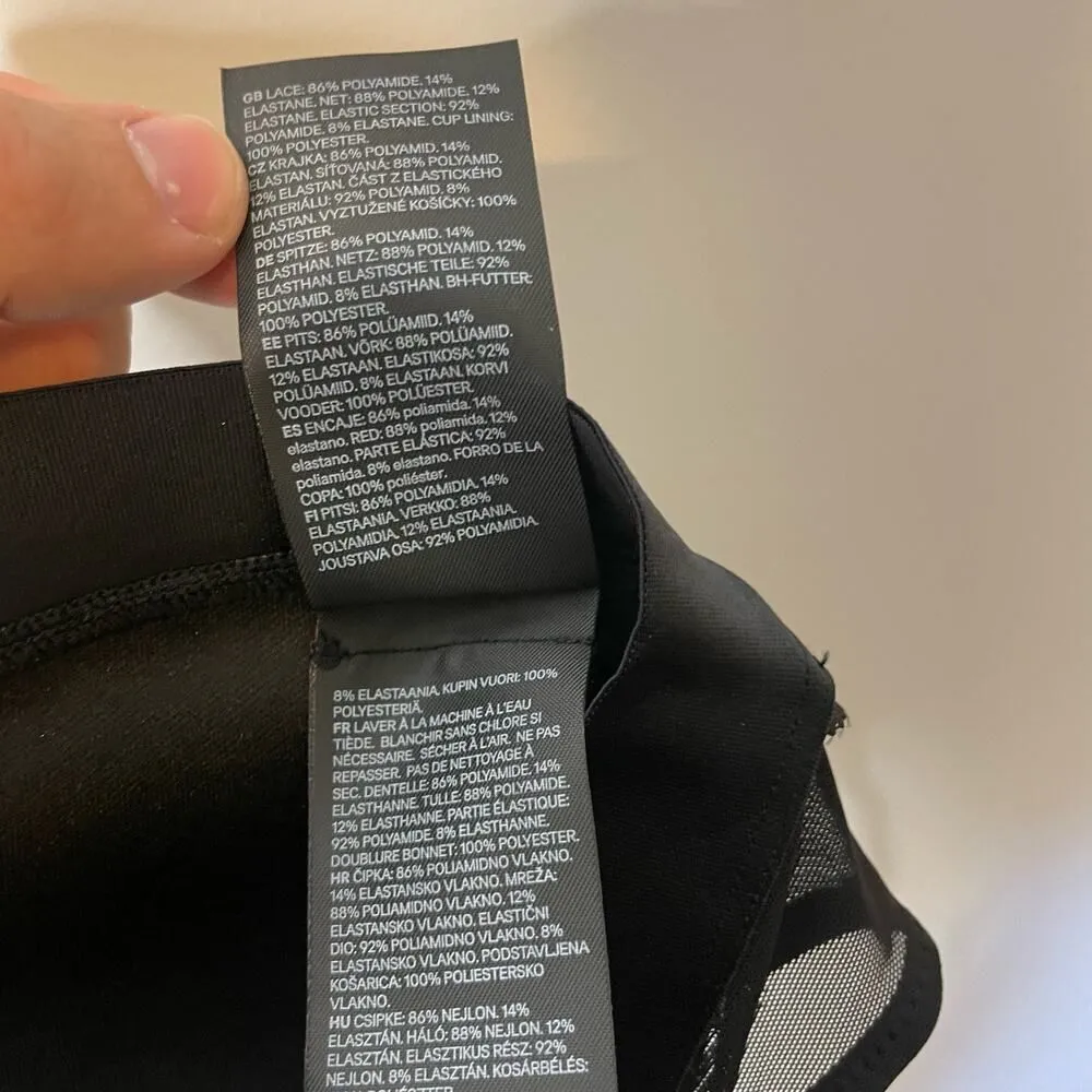 H&M Bra 32B Black Lace Lined Padded Feminine Wireless Feminine Intimates Modern - Image 5