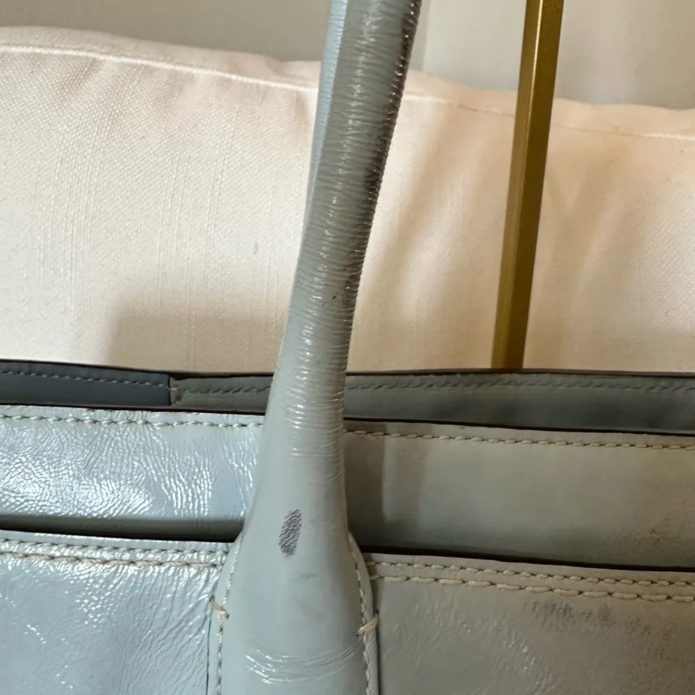Coach Sky Blue Patent Leather Front Pocket Tote - Image 12