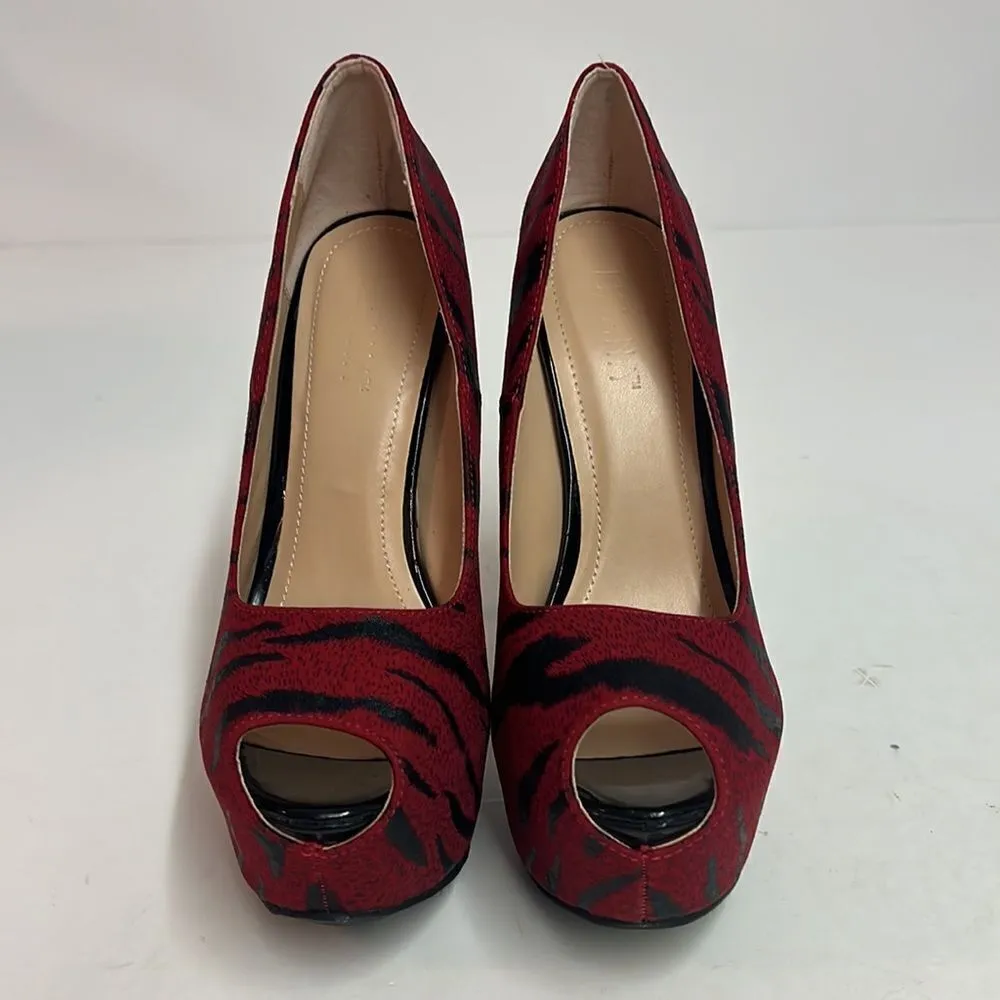 LILIANA Tiger Print peep toe platform stiletto heels, size 8 D17 - Image 4