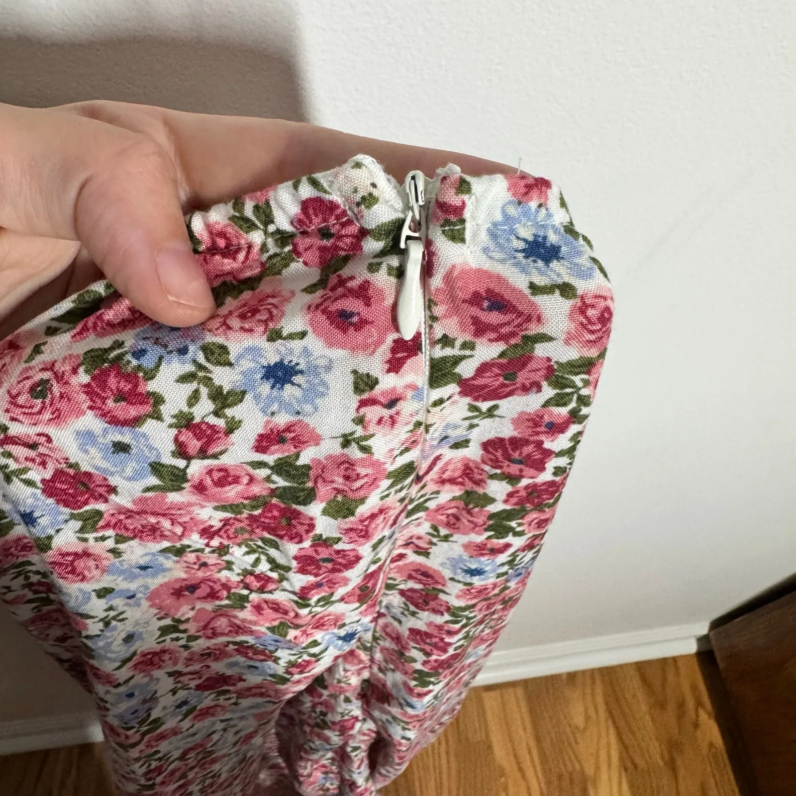 Womens L Floral Red Pink Garden Milkmaid Tradwife Babydoll Coquette Peasant Size L - Image 9