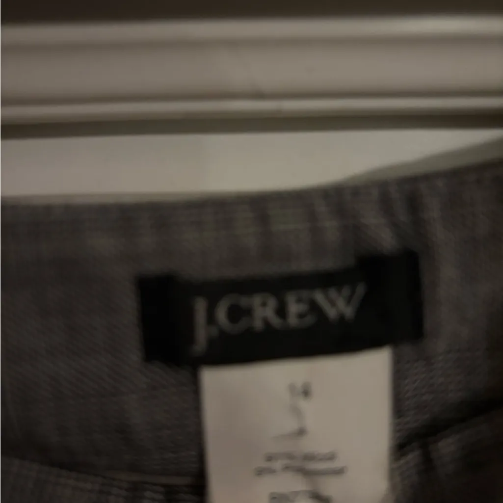 J.Crew Dress Pants Gray High Rise Cropped Straight Wool‎ Blend size 14 - Image 4