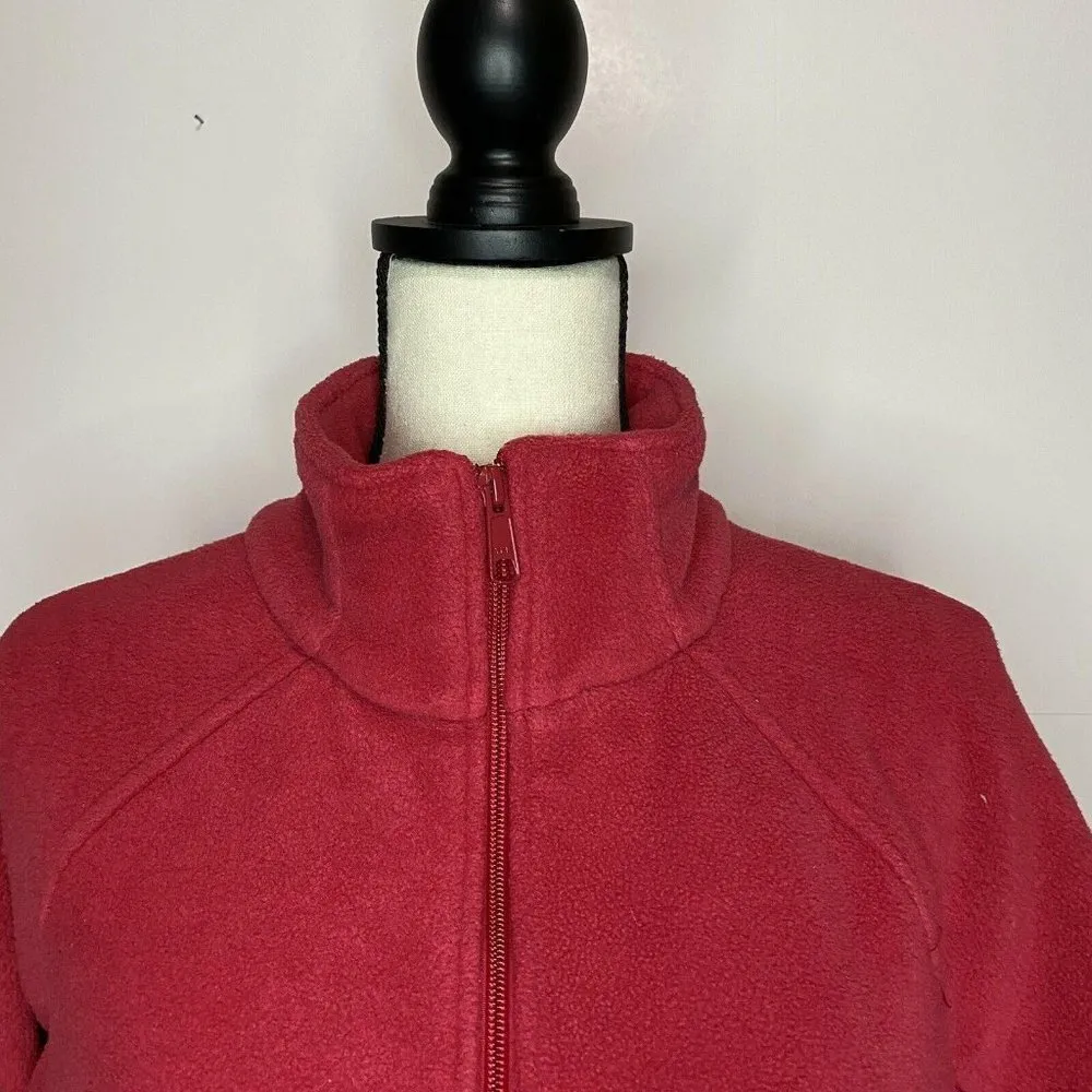 Columbia Full Zip Fleece Women’s Long Sleeve Jacket Medium Red EUC - Image 2