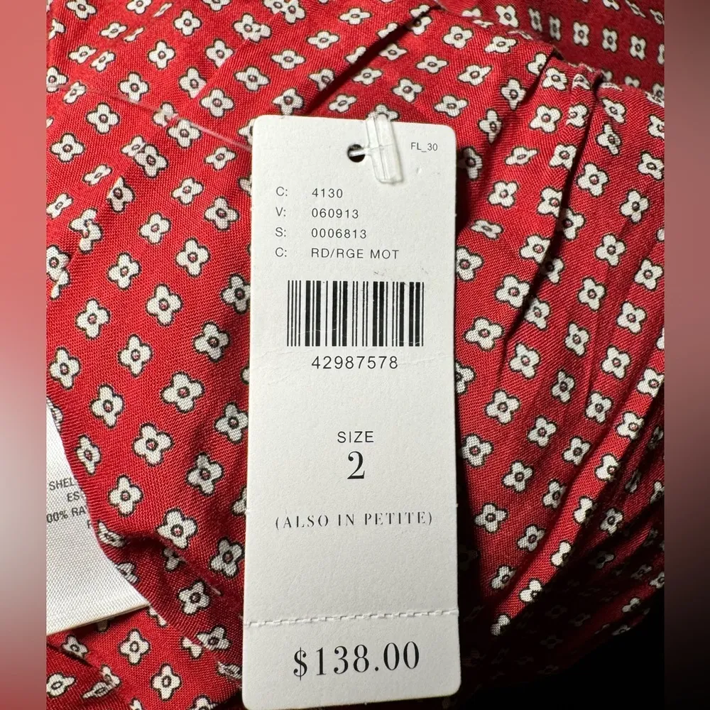 MAEVE by ANTHROPOLOGIE Red Frida Mock Neck Jumpsuit. Size 2 - Image 5