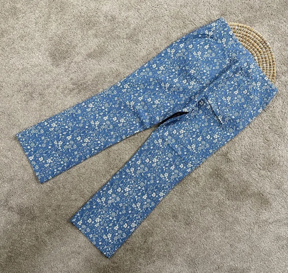 J. McLaughlin Women’s Ivy Pant Pull On Cropped Flare Coastal In Blue Floral 10 - Image 7