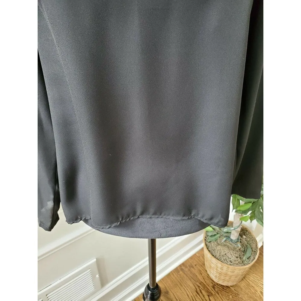 Boutique C. Lace Solid Black Polyester Scoop Neck Long Sleeve Casual Top Size S - Image 4