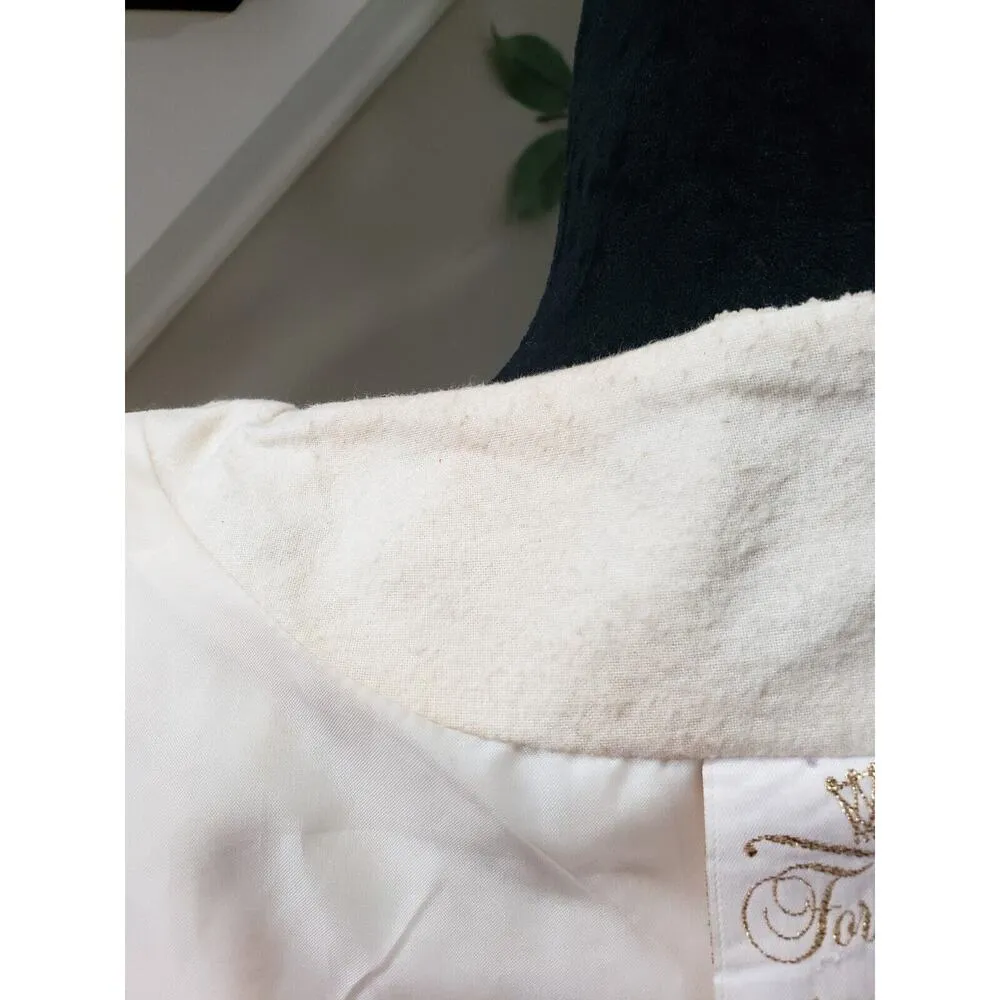 Forever 21 Women Beige Brocade Floral Victorian Feminine Trench Peacoat Jacket M - Image 16