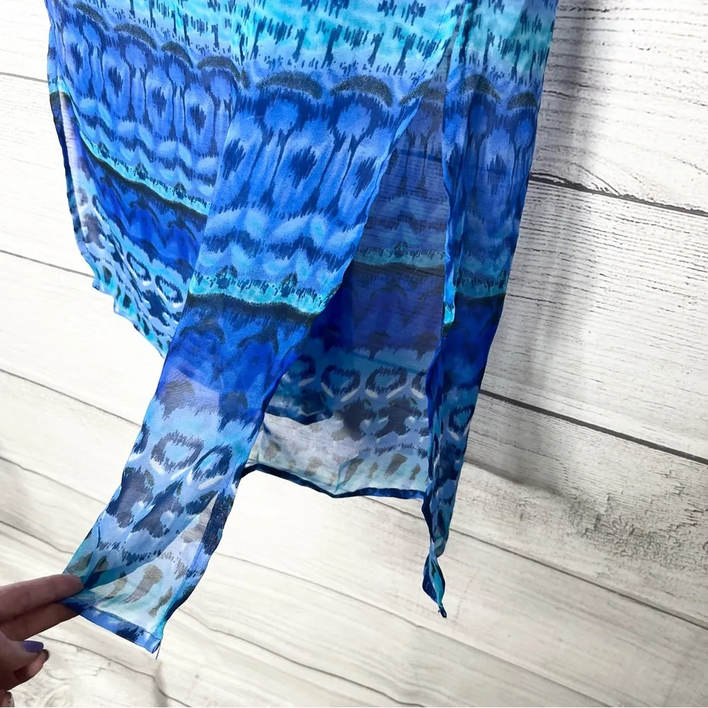 NWT Raviya Sheer Blue Boho Swim Cover Up Wide Leg Beach Palazzo Pants Size Large - Image 4