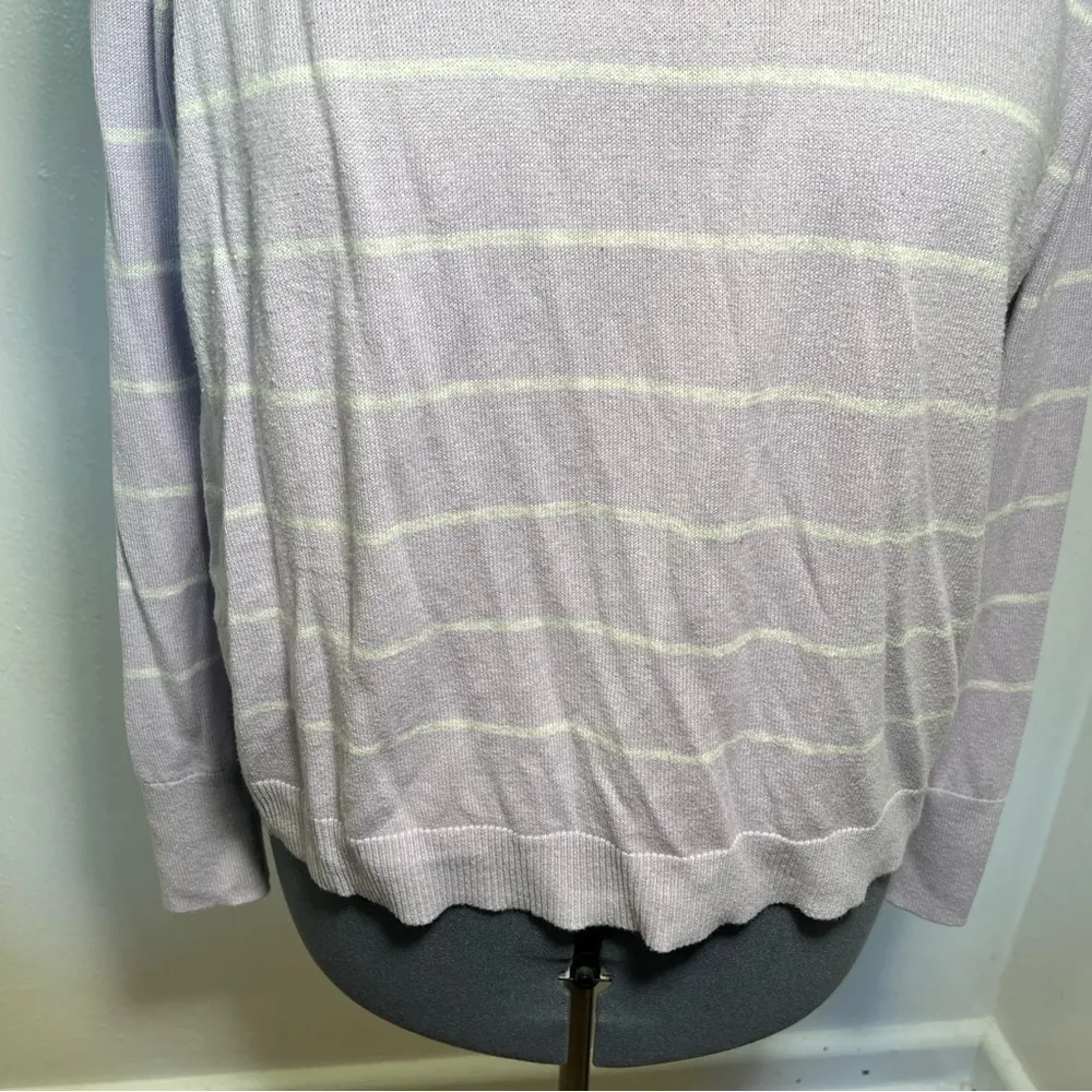 A New Day Crewneck Sweater Lavender White Stripes - Image 6