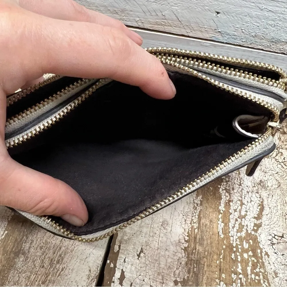 Coach F58032 Signature Double Corner Zip Wristlet Beige Tan Canvas Logo Purse - Image 13