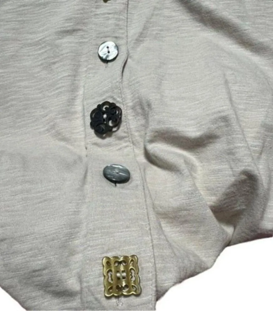 Soft Surroundings Danielle Tunic Beige Khaki Button Down Asymmetrical Medium - Image 7