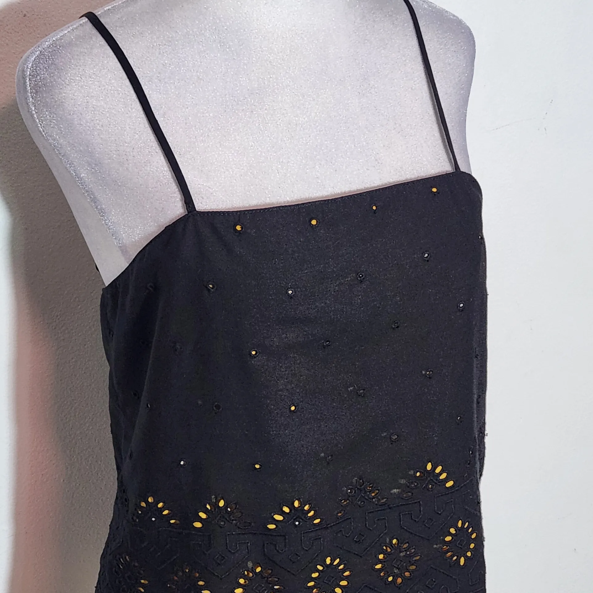 Howard Wolf 90s Vintage Black Crop Top with Cutout Detail and Spaghetti Straps Size M - Image 4