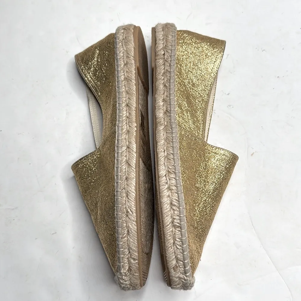 J. Crew Made-in-Spain espadrille Flats in Gold metallic canvas S-378 Sz 12 - Image 6