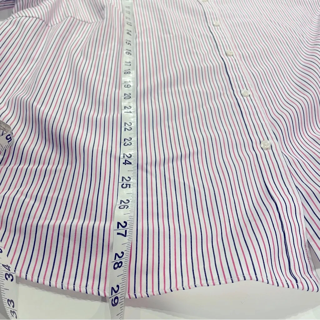 Chaps Classics Women’s size 2X Black Pink White Striped Button-Up Shirt Collared - Image 8