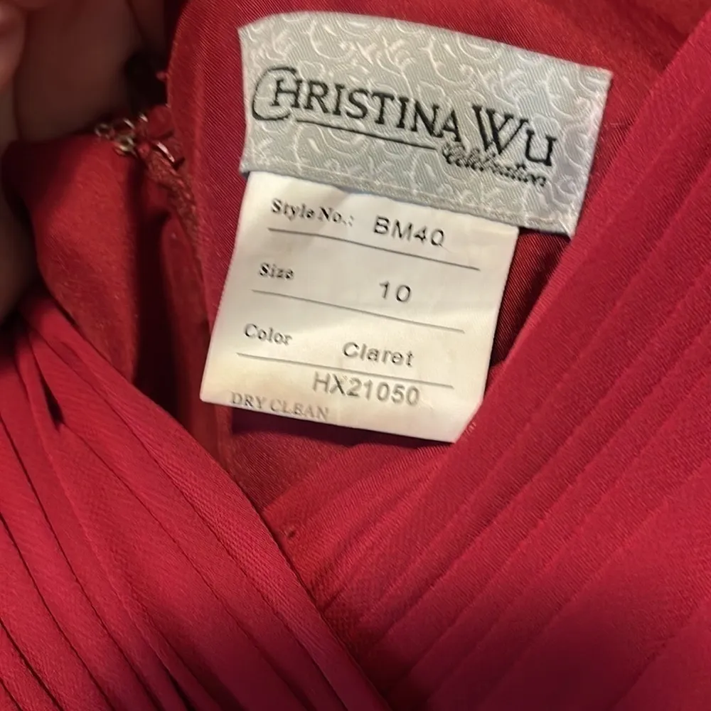 Christina Wu  Dress Size 10 Color Red Claret Pleated - Image 11
