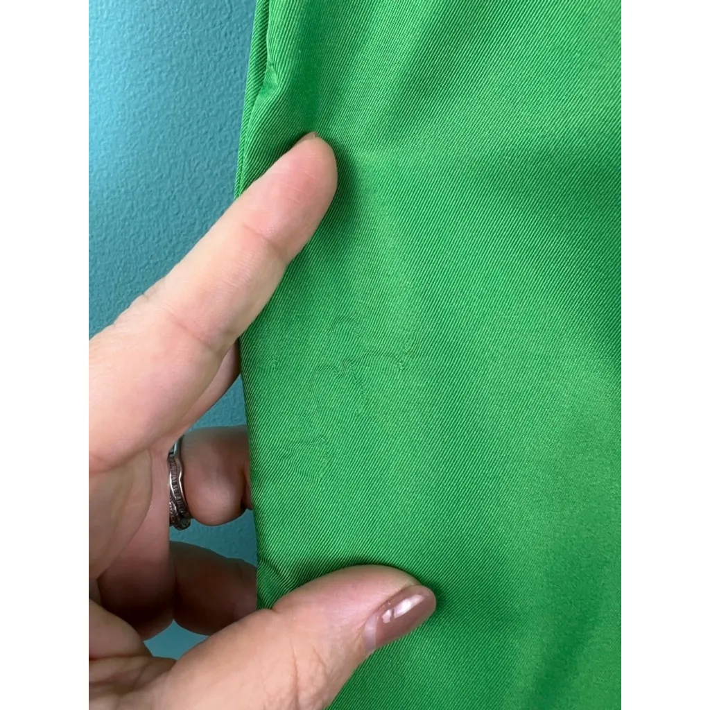 Banana Republic Size 0 Green Sheath Dress Black Trim Piping V-Neck Sleeveless Cl - Image 8