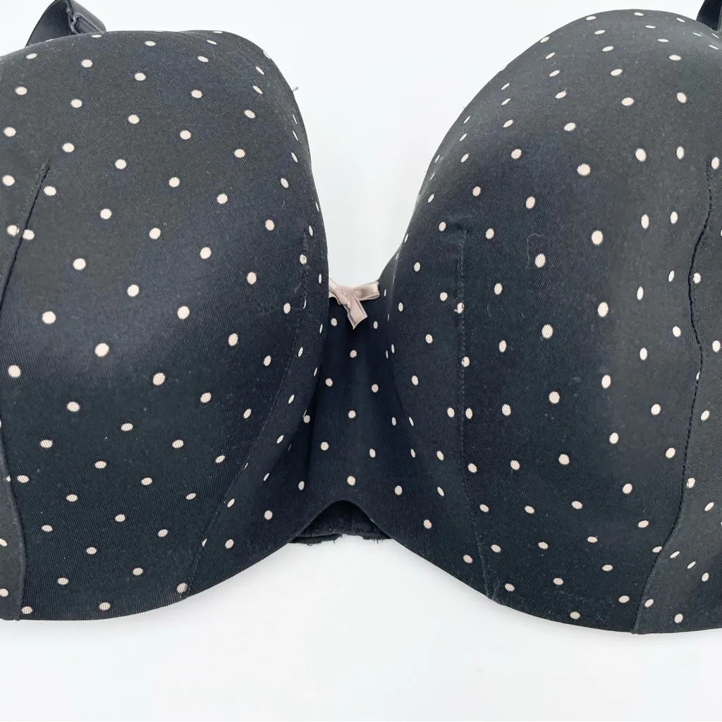 Cacique Lightly Lined Balconette Bra Women's Size 42F Black Polka Dot Underwire - Image 3