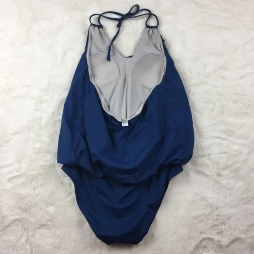 Echo Blue Blouson Halter One Piece‎ Swimsuit Womens Size 2 - Image 4