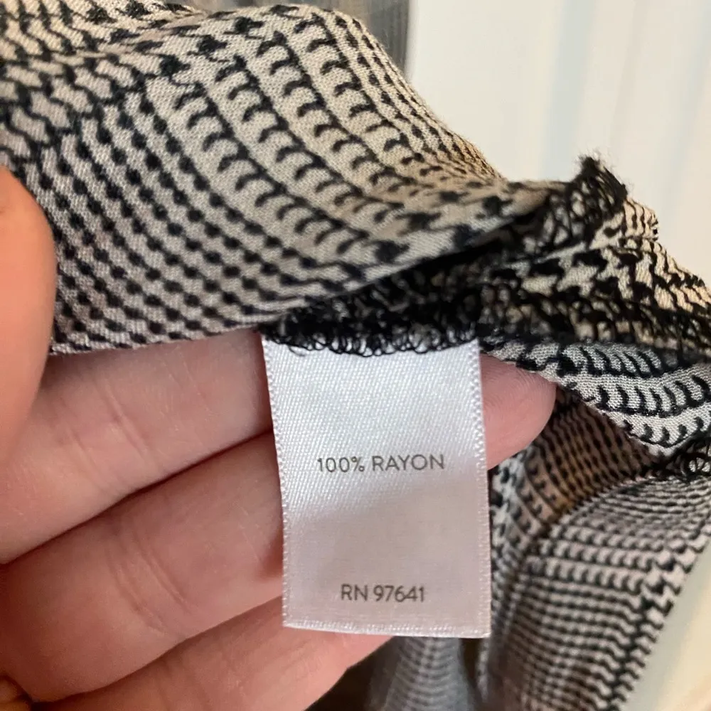 J. Jill Oversized Sheer Black and White Houndstooth Long Sleeve Blouse, Size XL - Image 9