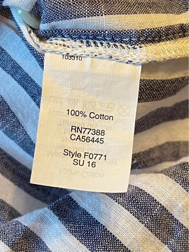 Madewell Women’s Blue and White Striped Lace-up Tunic Size XSmall - Image 4