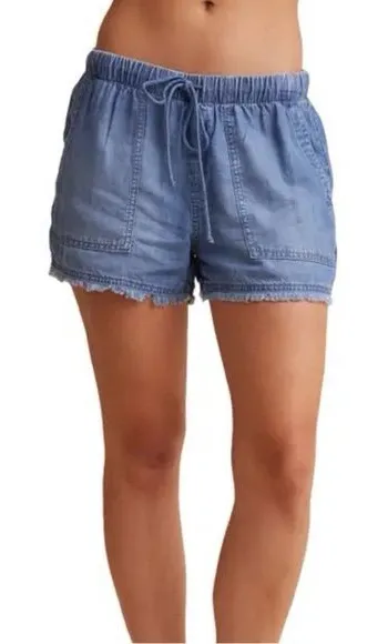 NWT For The Republic Tencel Chambray Raw Hem Shorts Blue Size Small - Image 1