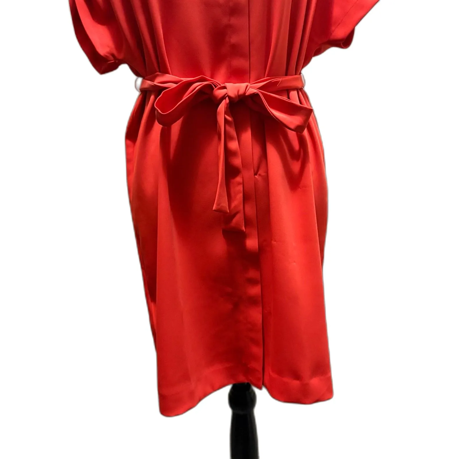 Ann Taylor Tie Waist Dolman Shirt Dress Orange Business Casual‎ Size MP - Image 4