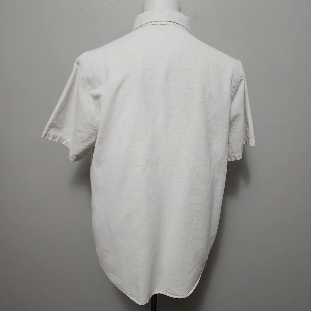 Vintage Cabin Creek Ecru Embroidered Safari Linen Blend Camp Shirt Size Large - Image 5