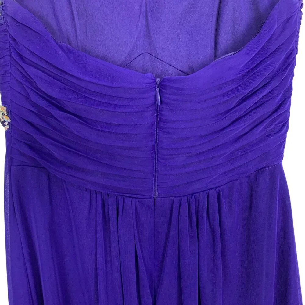 Blondie Nites Purple Chiffon Pleated Jeweled Strapless Cocktail Dress 3 Prom - Image 7