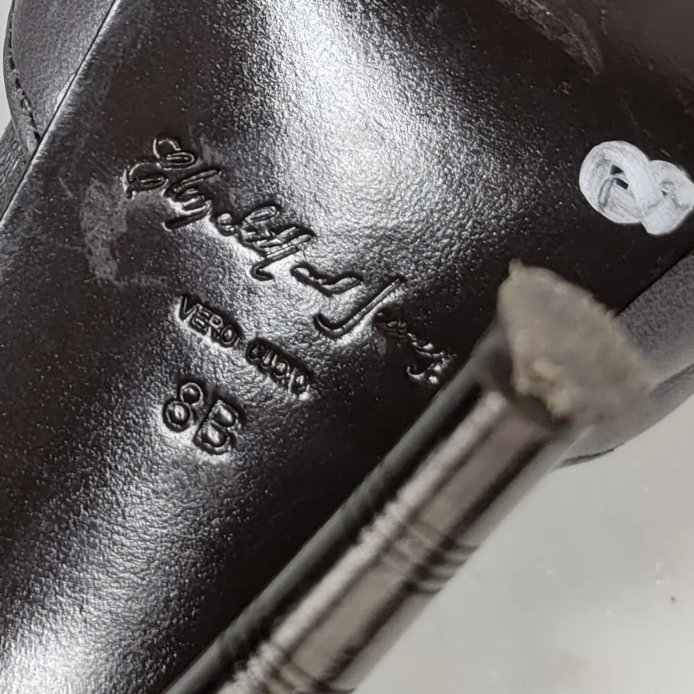 Elizabeth & James Stiletto Heels Womens 8 Gray Leather T-Strap Metal Spike Heel - Image 4