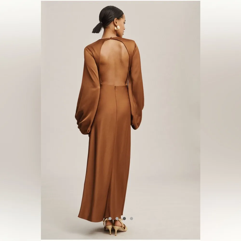 Significant Other Demi Backless Long-Sleeve Column Gown - Caramel - Image 3