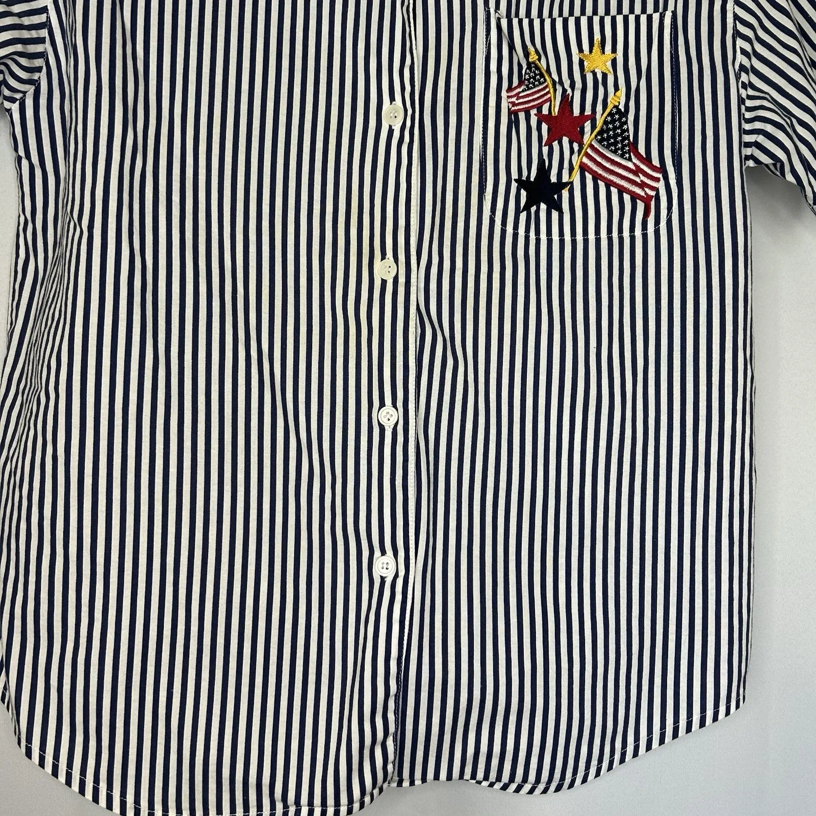 Vintage Karen Scott‎ Women's Small Patriotic Flag Embroidered Short Sleeve - Image 4