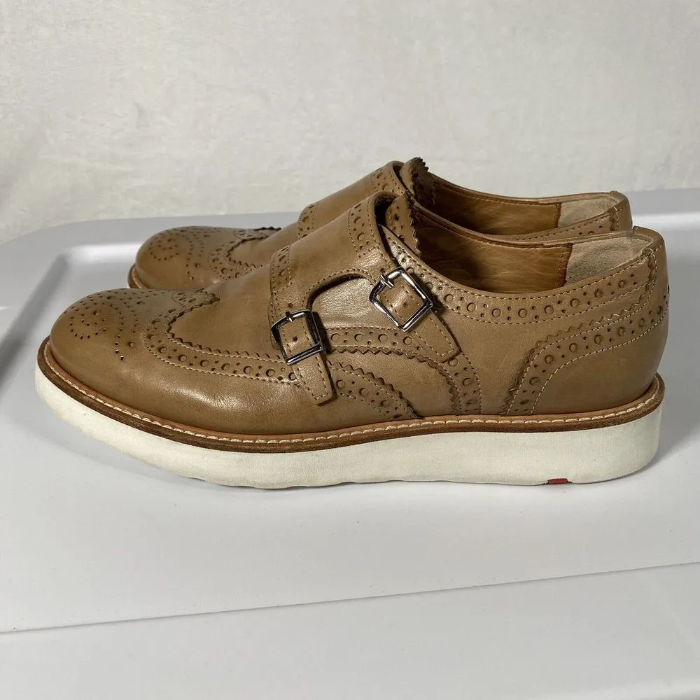 Lloyd Brogue Double Monk Beige Patent Leather Women Shoes Sz‎ 4.5 fits up a size Tan Size undefined - Image 9