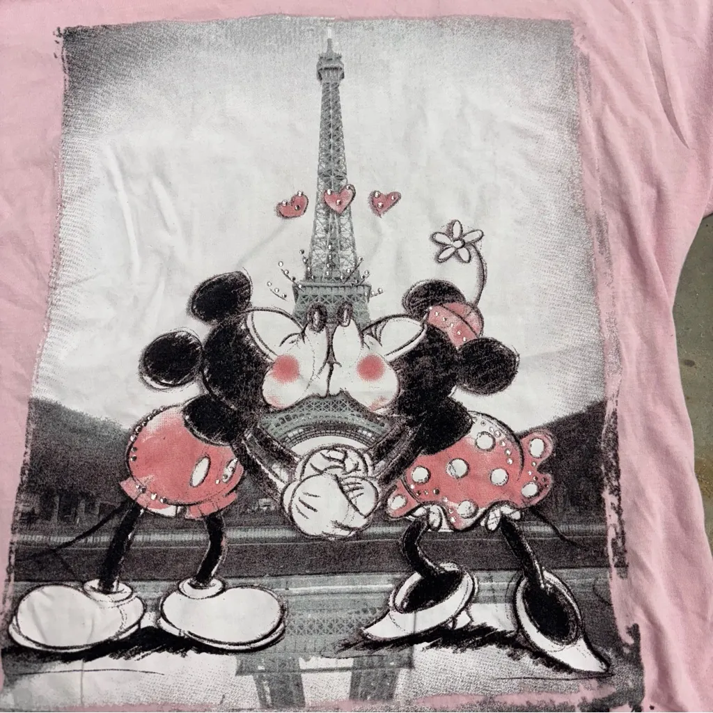 Disneyland Walt Disney World Womens XS Tshirt Pink Mickey Minnie Paris - Image 2