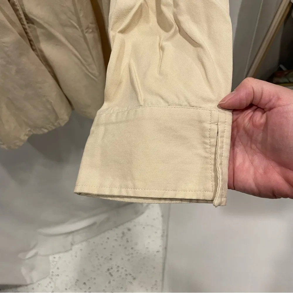 Vintage 90’s tan safari button front shacket pockets twill - Image 7