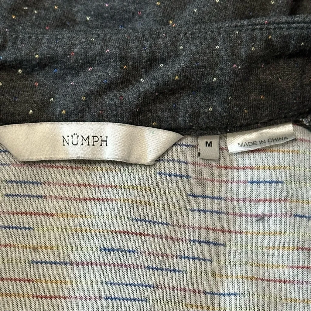 Numph Size M Gray Multi Color Micro Dot Long Sleeve 1/4 Front Zip Pullover Dress Size M - Image 6