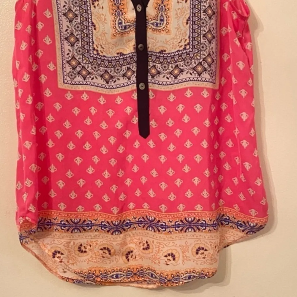 Brixon Ivy multicolor button v-neck silk like tank blouse - Image 7