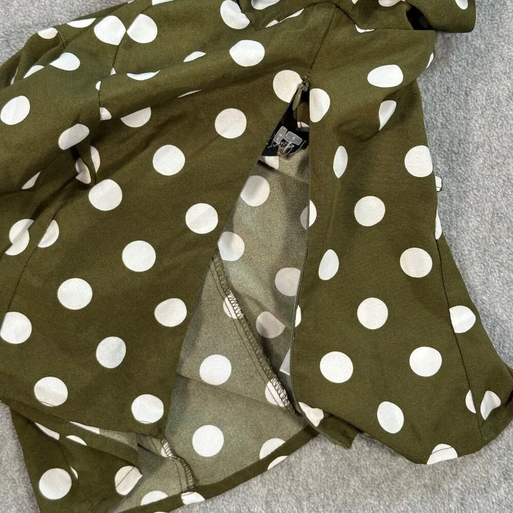 Milk & Honey Polka Dot Puff Sleeve Top Women's Size Small Long Sleeve Green - Image 11