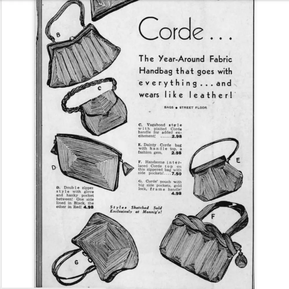 Vintage Corde Chevron Black Satchel Handbag 1940s Embroidered Hinged Frame Purse - Image 10