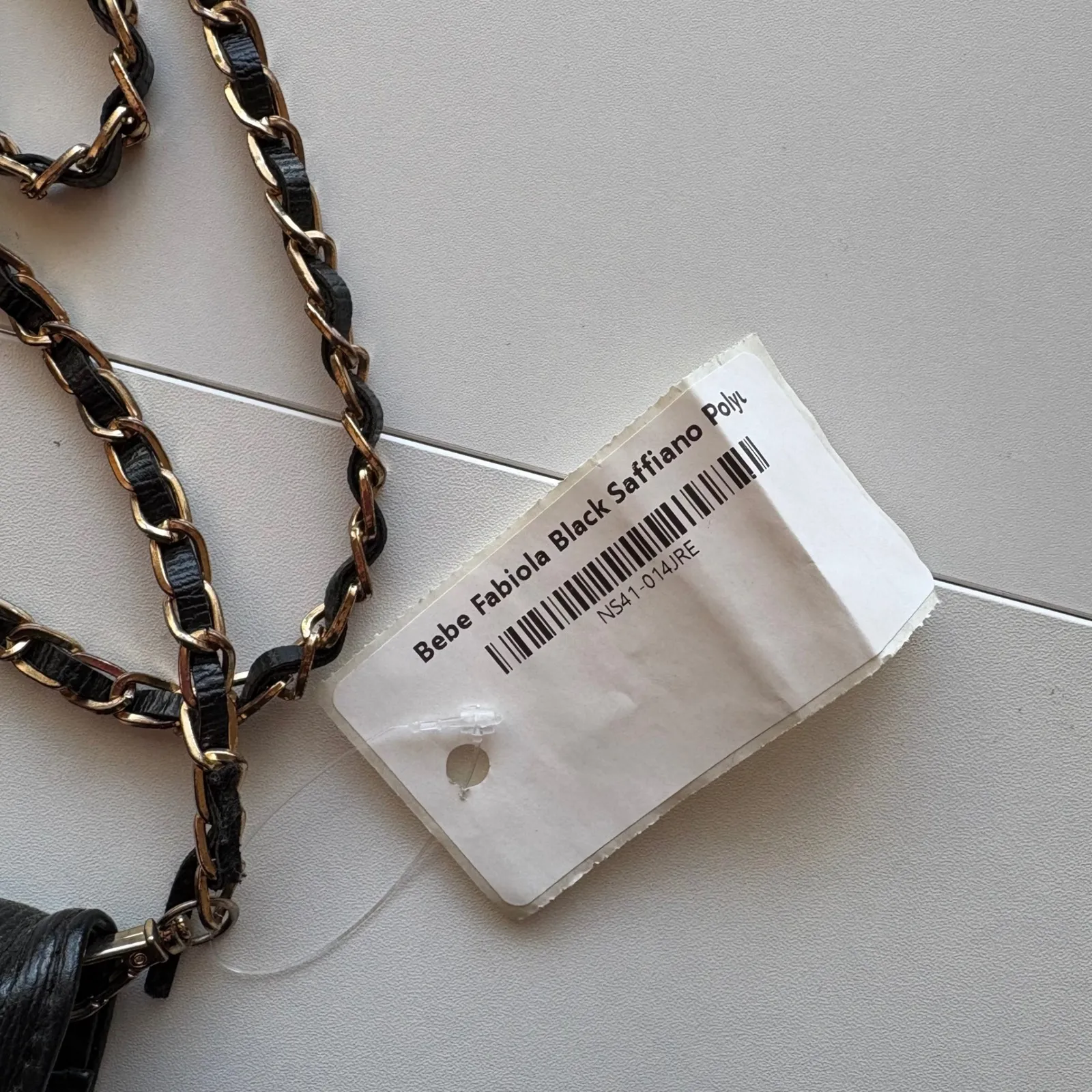 Bebe Fabiola Black Saffiano Crossbody Chain Shoulder Bag - Image 5