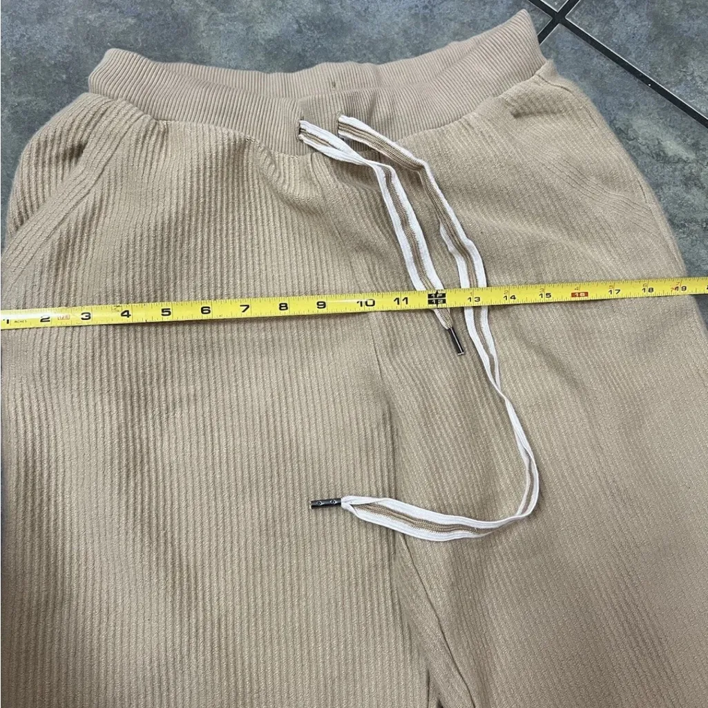 Arie Women’s 100% Cotton Ribbed Jogger Tan Sz M  Casual Cozy Preppy Comfy - Image 3