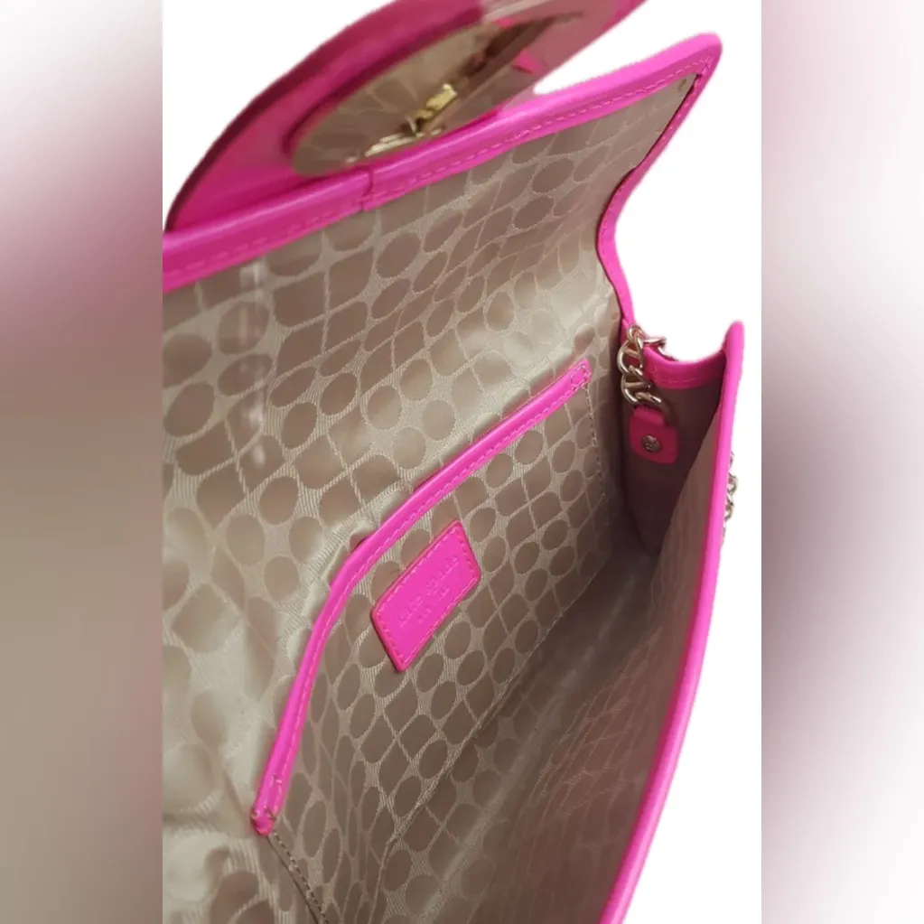 NWOT Kate♠️Spade Brown Cork With Pink Patent Leather Shoulder Bag - Image 10