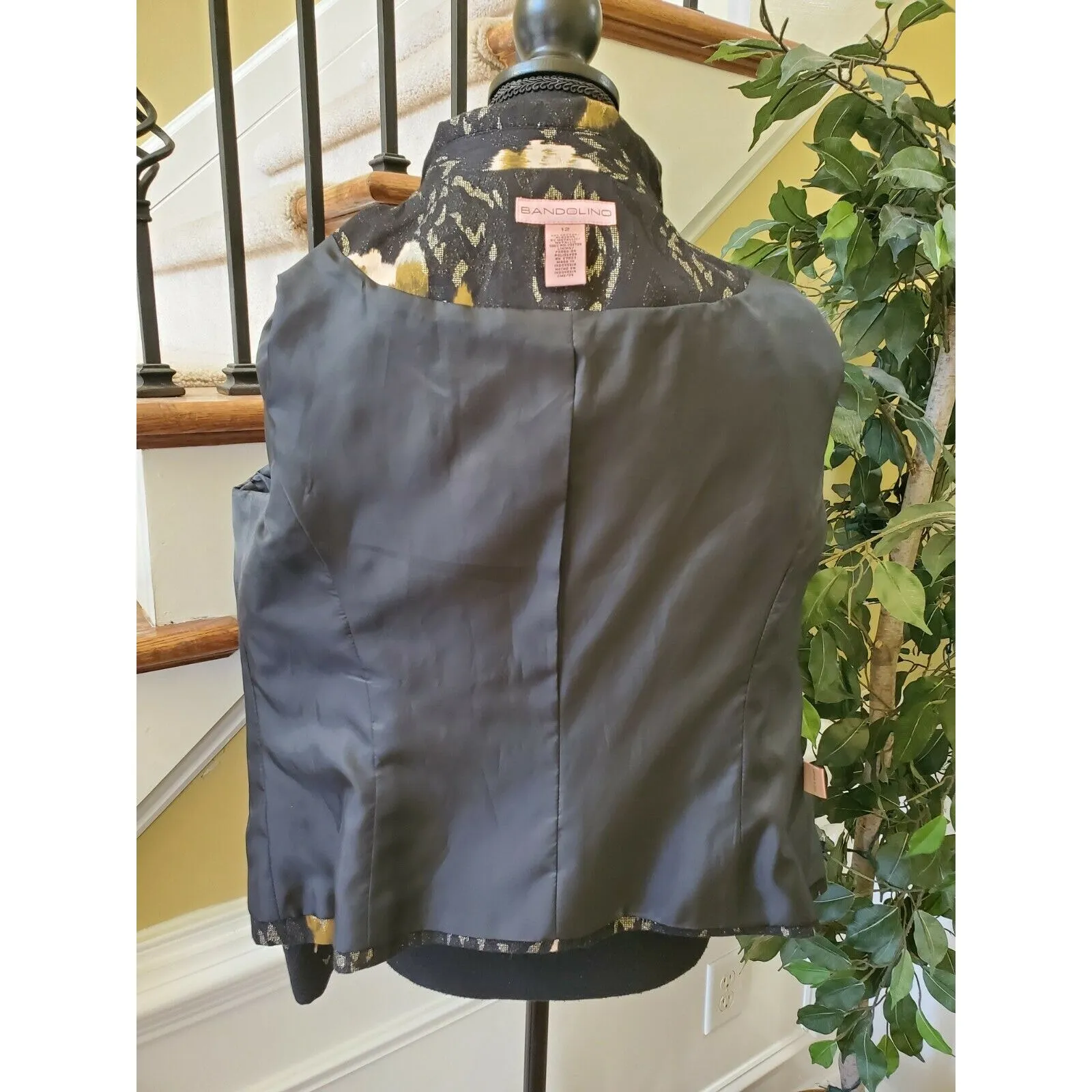 Bandoline Womens Size 12 Black Floral Jacket 3/4 sleeve - Image 7