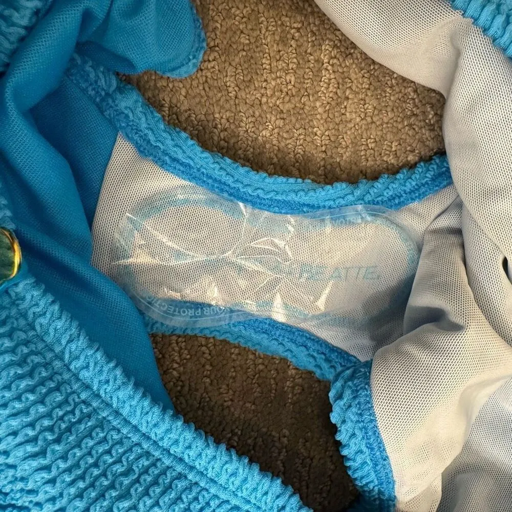 Bleu Rod Beattie Malibu Blue 90's Hi Waist Textured Bikini Bottom Size 4 NWOT - Image 6