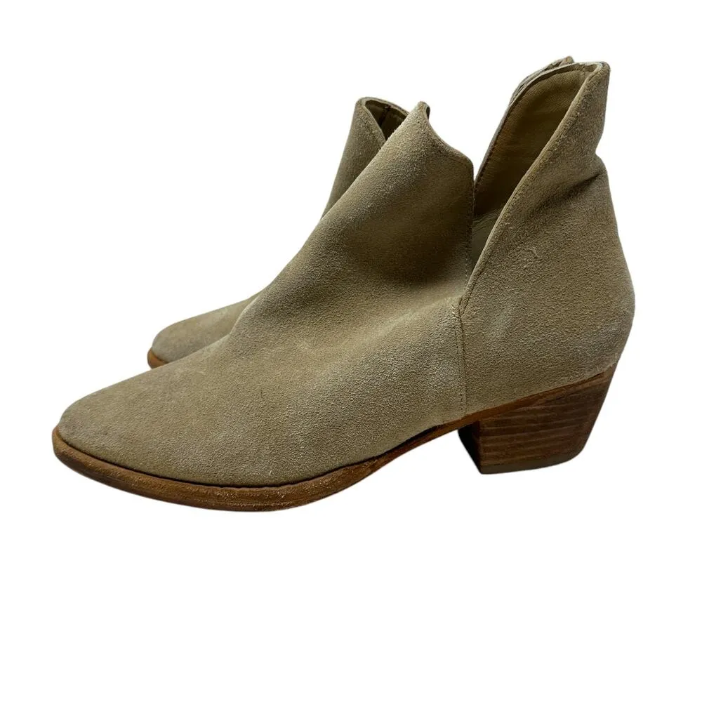 Free People‎ Charm Double V Ankle Boots Camel Suede Size Beige 37.5 US 7 - Image 7
